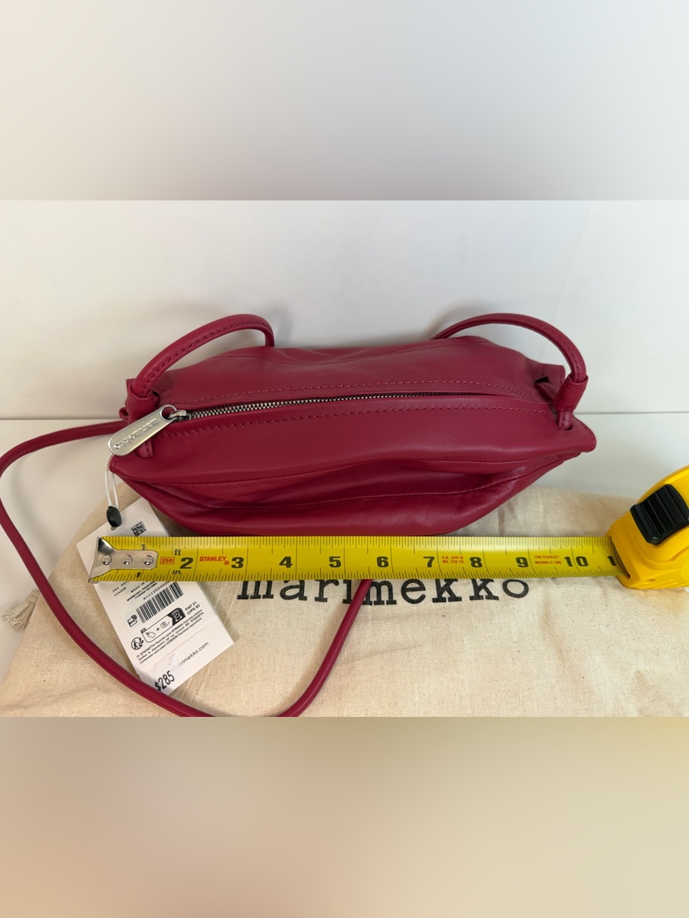 Marimekko Pikku Karla Raspberry Red Leather Shoulder Bag NWT Dust bag included - Picture 10 of 10
